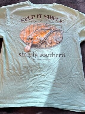 Simply Southern Light Aqua Tee with Orange Graphic